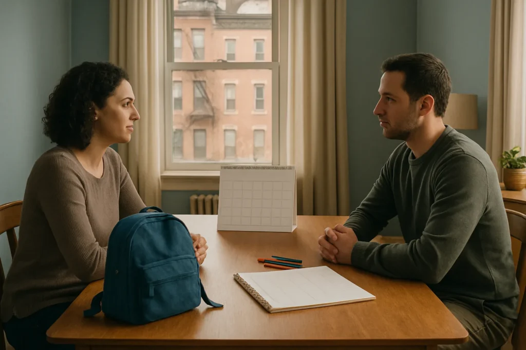 New York divorce parenting plan discussion in a Brooklyn family setting